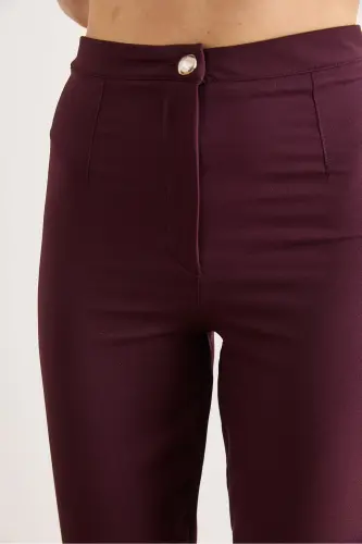 Kadın Mürdüm Kemerli Yelek Pantolon Takım TKM-19000380 - Mürdüm - 5