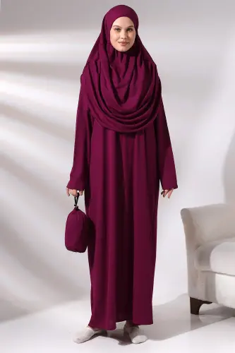 Kadın Namaz Elbisesi Tek Parça Fuşya - Fuşya 