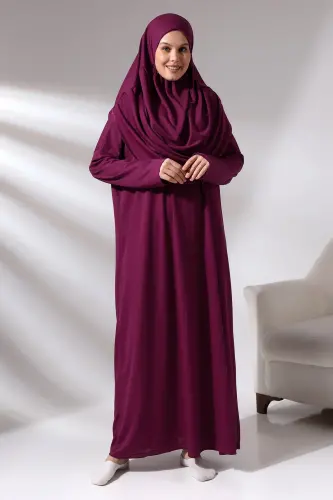 Kadın Namaz Elbisesi Tek Parça Fuşya - Fuşya - 2