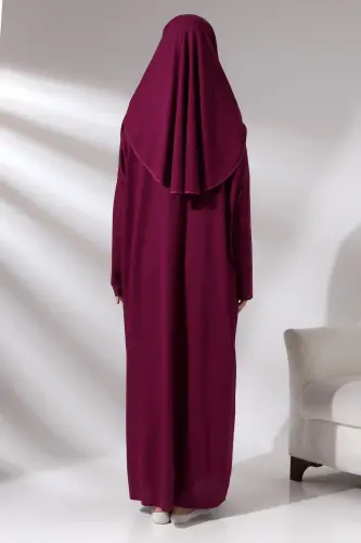 Kadın Namaz Elbisesi Tek Parça Fuşya - Fuşya - 6