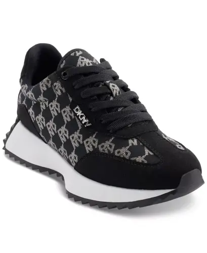 Women's Naples Checkered Lace-Up Sneakers - Black 