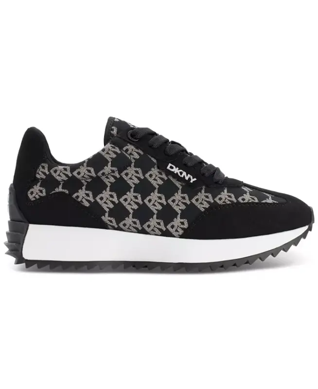 Women's Naples Checkered Lace-Up Sneakers - Black - 2