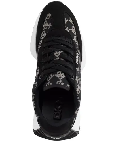 Women's Naples Checkered Lace-Up Sneakers - Black - 4