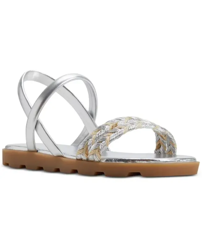 Women's Narine Strappy Flat Sandals - Silver Woven Multi - ALDO