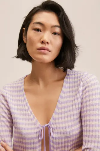 Kadın Natürel Hırka-Pembe - 5