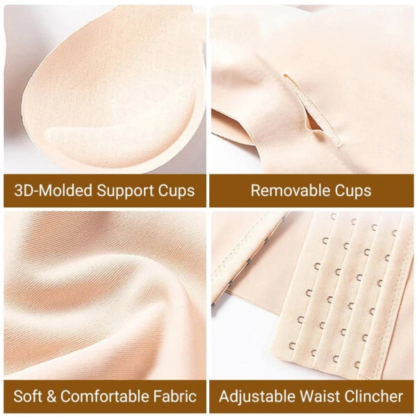 Women Breathable Shapewear Tank Top 4 in 1 Waist Buttoned Bra Shapewear Corset Body Shaper for Women Tummy Control- - 8