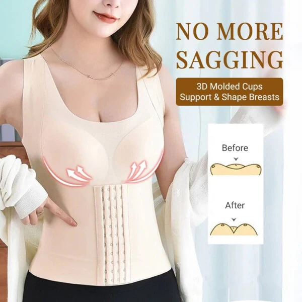 Women Breathable Shapewear Tank Top 4 in 1 Waist Buttoned Bra Shapewear Corset Body Shaper for Women Tummy Control - 5