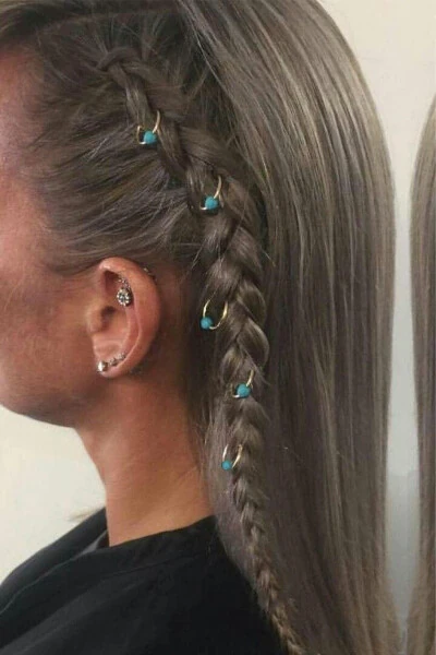 Kadın Nostajik Saç Küpesi Toka Seti-turkuaz - BAHELS