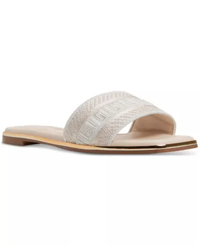 Women's Oceania Embroidered Slide Flat Sandals-Beige Woven - ALDO