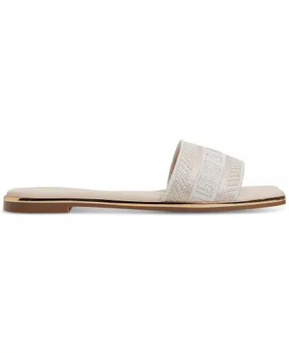 Women's Oceania Embroidered Slide Flat Sandals-Cognac Woven - ALDO