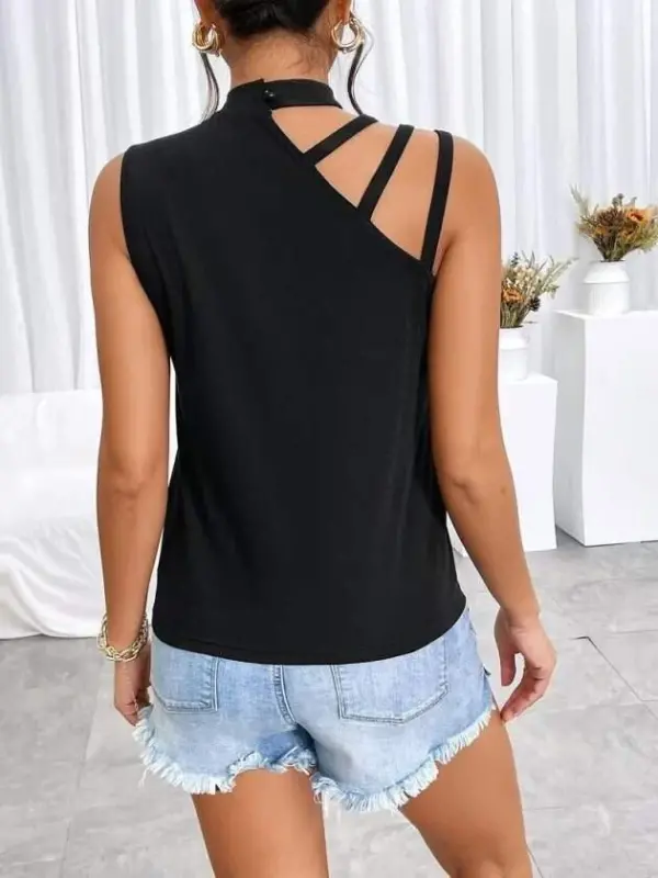 Kadın Omuzdan şerit Detaylı Yarı Balıkçı Yaka Viskon Bluz - 6