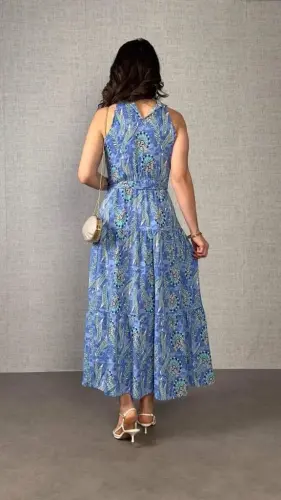 Kadın Omuzlardan Açık Boyundan Geçmeli Desenli Süprem Bluz - 4