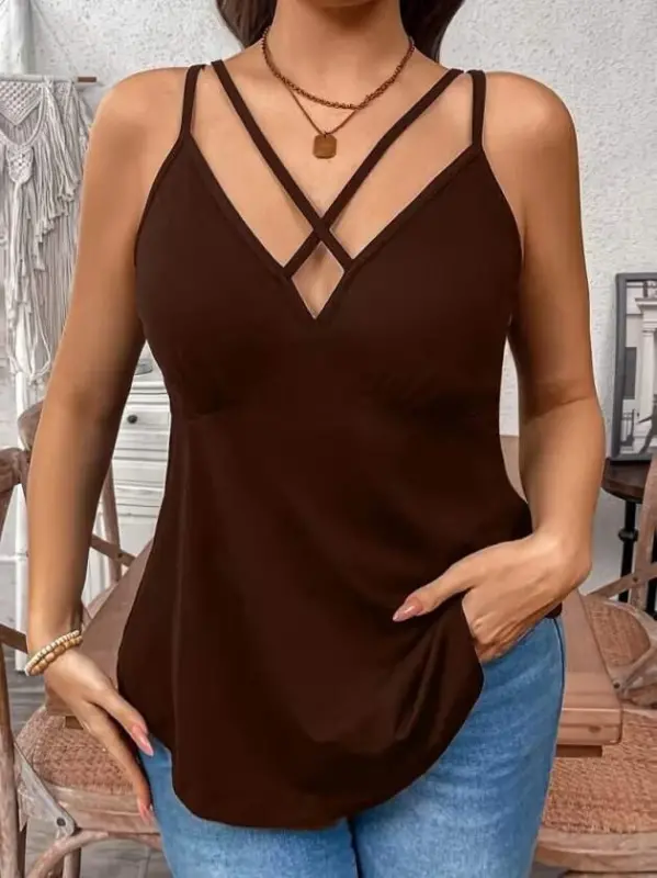 Kadın önden çapraz Askılı Uzun Vıskon Bluz - 3