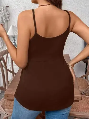 Kadın önden çapraz Askılı Uzun Vıskon Bluz - 5