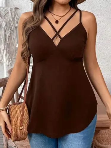 Kadın önden çapraz Askılı Uzun Vıskon Bluz - BÜYÜKBEDENIZ (1)