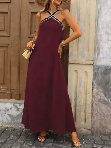 Kadın önden çapraz Lastik Detaylı Omuzlardan Açık Uzun Janjan Krep Elbise - 3