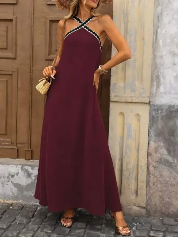 Kadın önden çapraz Lastik Detaylı Omuzlardan Açık Uzun Janjan Krep Elbise - 3
