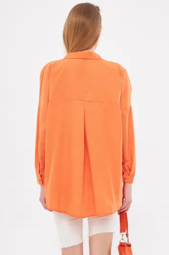 Kadın Oranj Oversize Uzun Basic Gömlek ARM-22Y001118-Oranj - 5