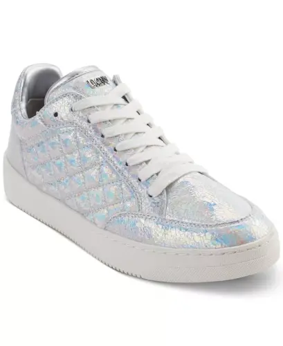 Women's Oriel Quilted Lace-Up Low-Top Sneakers - Silver 