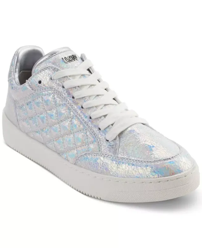 Women's Oriel Quilted Lace-Up Low-Top Sneakers - Silver - 1