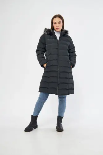 Kadın Orman Yeşili Şişme Uzun Mont Kaban Parka-Orman Yeşili - 1