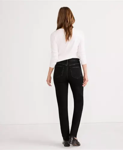 Women's Mid Rise Straight Leg Jeans - Black - 3