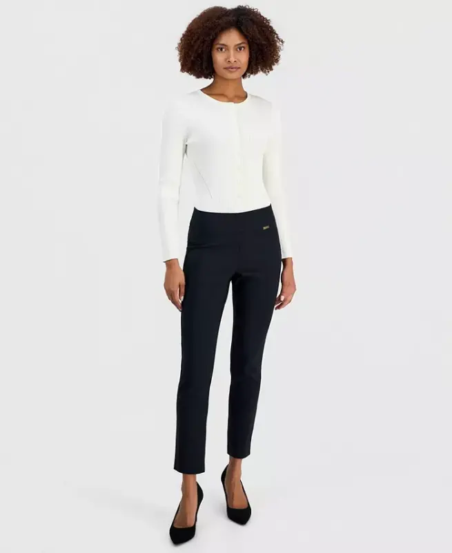 Women's Mid-Rise Skinny Pants, Regular & Short Lengths, Created for Modazone-Deep Black - 3
