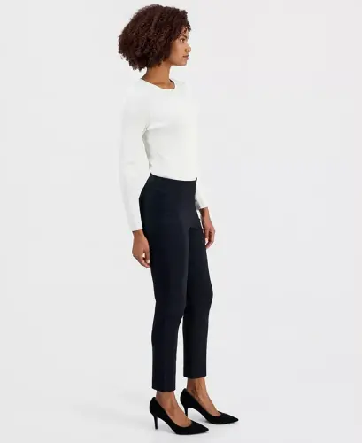 Women's Mid-Rise Skinny Pants, Regular & Short Lengths, Created for Modazone-Deep Black - 4