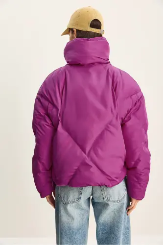 Kadın Oversize Şişme Mont 10191065-Fuşya - 8