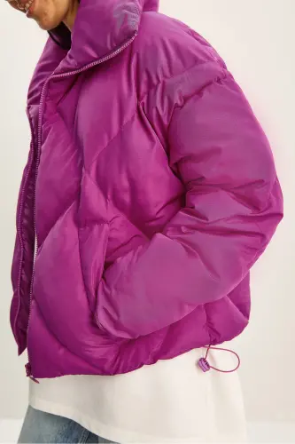 Kadın Oversize Şişme Mont 10191065-Fuşya - 3