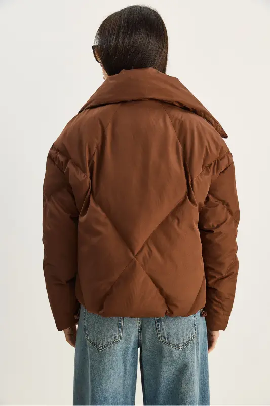 Kadın Oversize Şişme Mont-Acı Kahve - 8