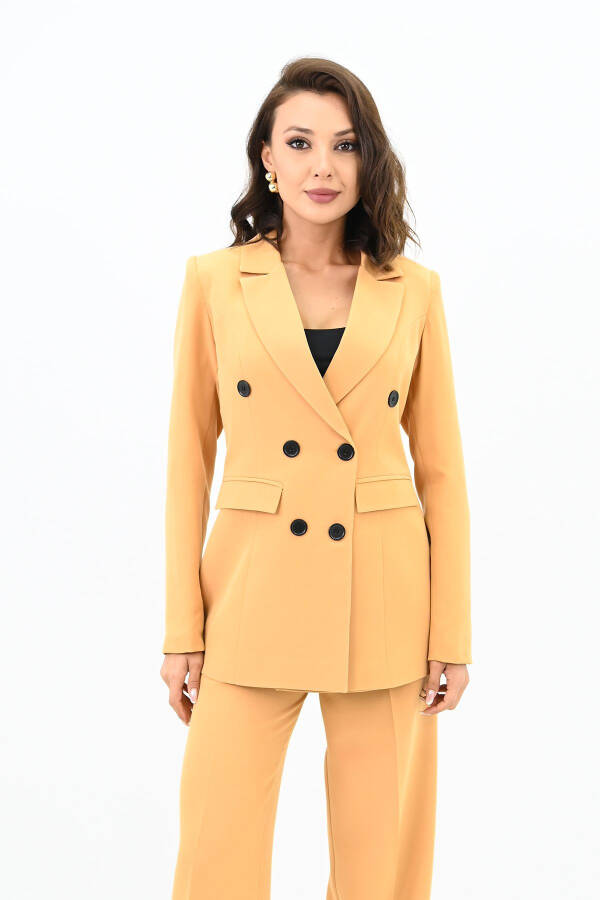 Kadın Palazzo Pantolonlu Ceket Takım 0111-23-Hardal - 2