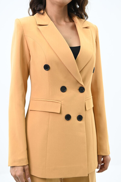 Kadın Palazzo Pantolonlu Ceket Takım 0111-23-Hardal - 5