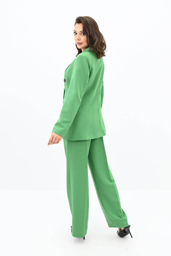Kadın Palazzo Pantolonlu Ceket Takım 0111-23-Yeşil - 4