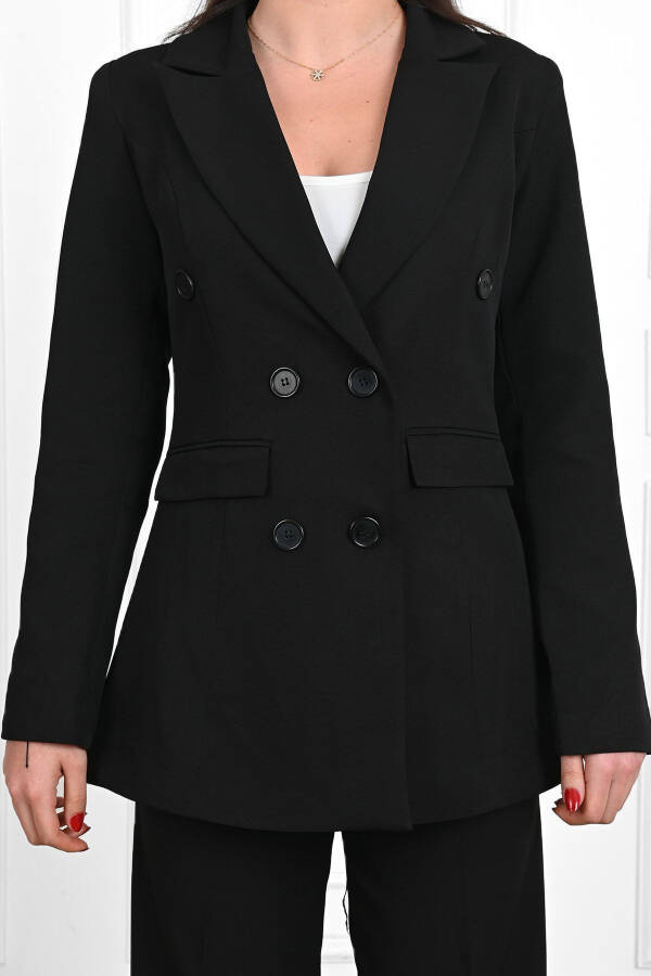 Kadın Palazzo Pantolonlu Ceket Takım 0111-23-siyah - 6