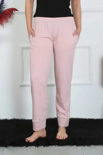 Kadın Pamuk Penye Cepli Tek Alt Pijama Pudra 27512 - BÜYÜKBEDENIZ (1)