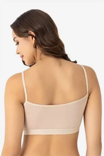 Kadın Pamuklu Likralı İp Askılı Çıkarılabilir Pedli Yarım Atlet Büstiyer Renkli 3'lü Paket - 7