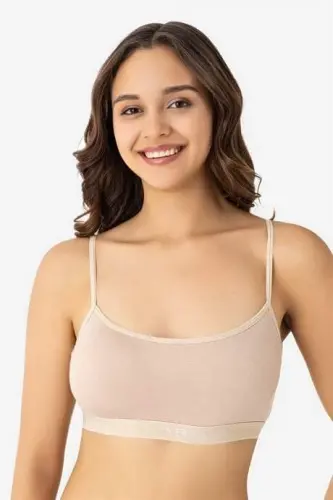 Kadın Pamuklu Likralı İp Askılı Çıkarılabilir Pedli Yarım Atlet Büstiyer Ten 3'lü Paket - BÜYÜKBEDENIZ (1)