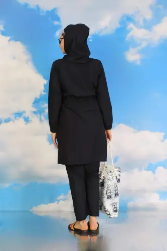 Kadın Pantolonlu Desenli Tam Tesettür Mayo Lacivert 31070 - 2