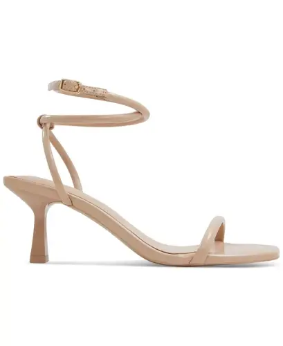 Women's Dime Strappy Ankle Wrap Dress Sandals - Silver Snake Emblem - 8