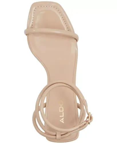 Women's Dime Strappy Ankle Wrap Dress Sandals - Silver Snake Emblem - 10