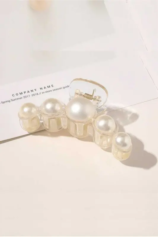 Kadın Pearly Inci Mandal Toka-KREM - 2