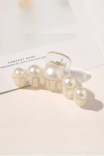 Kadın Pearly Inci Mandal Toka - KREM - C&E DESIGN (1)