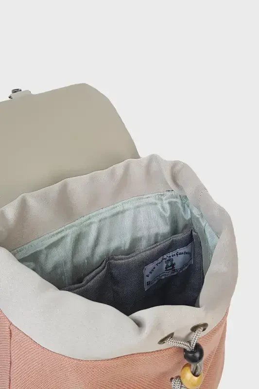 Kadın Pembe El Yapımı Sırt Çantası-Pembe - 3