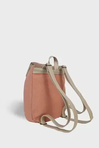 Kadın Pembe El Yapımı Sırt Çantası-Pembe - 4