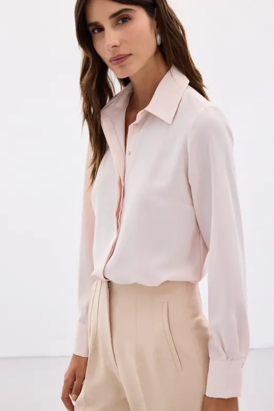 Kadın Pembe Gömlek-PUDRA - 4