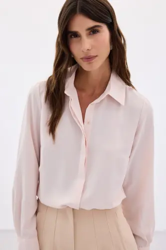 Kadın Pembe Gömlek-PUDRA - 5
