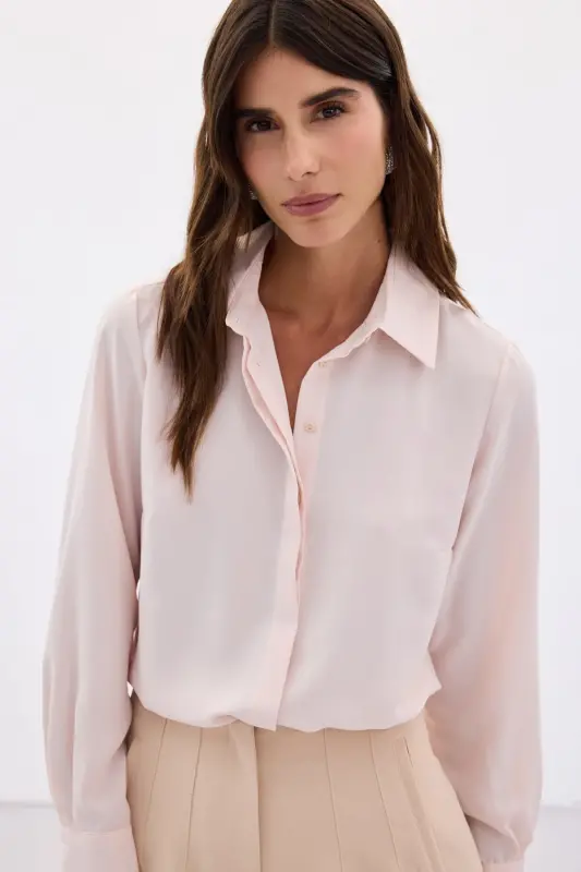 Kadın Pembe Gömlek-PUDRA - 5