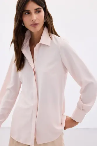 Kadın Pembe Gömlek-PUDRA - SATEEN (1)