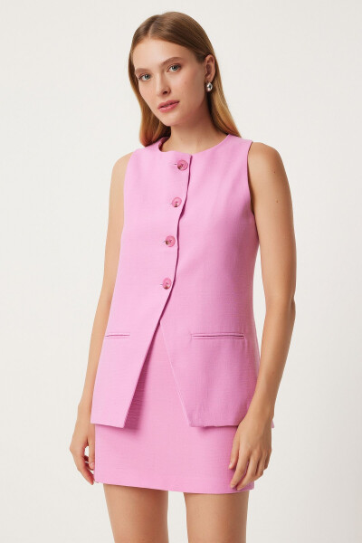 Kadın Pembe Mini Dokuma Etek FN03240-Pembe - 4